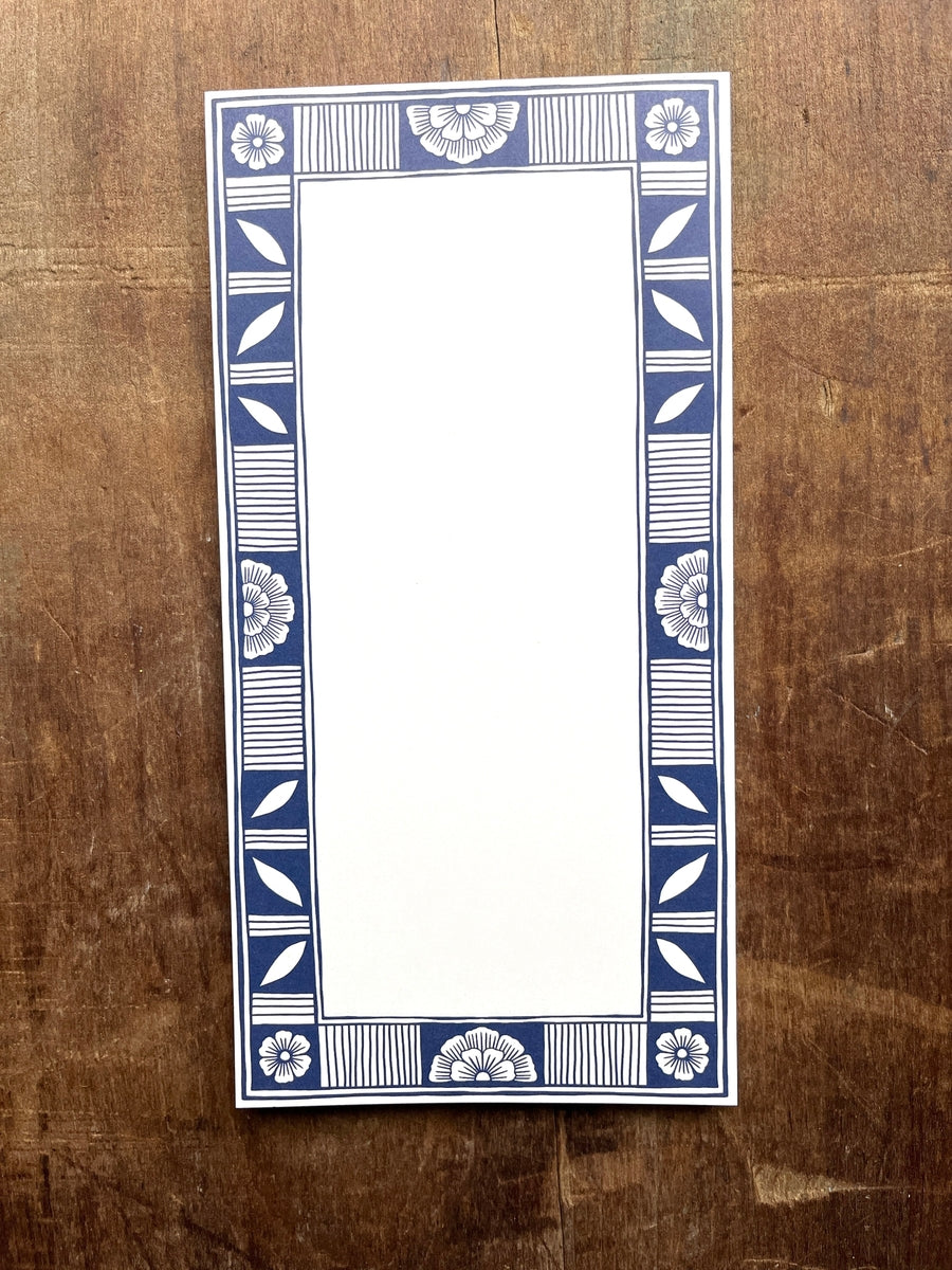 Blue Motif Floral Market Notepad, Magnetic