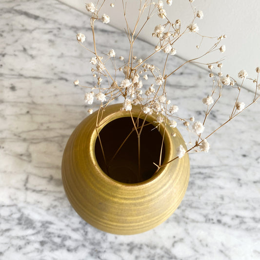 Vintage Yellow Pottery Vase, Japan