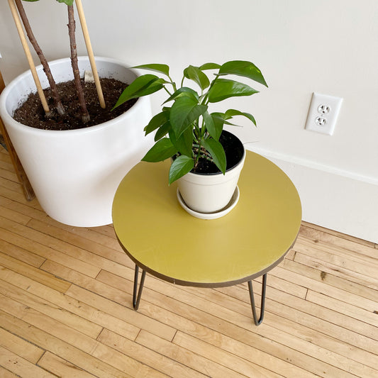 Petite Vintage MCM Round Yellow Table