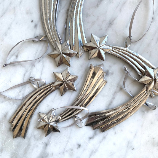 Embossed Tin Shooting Star Ornament