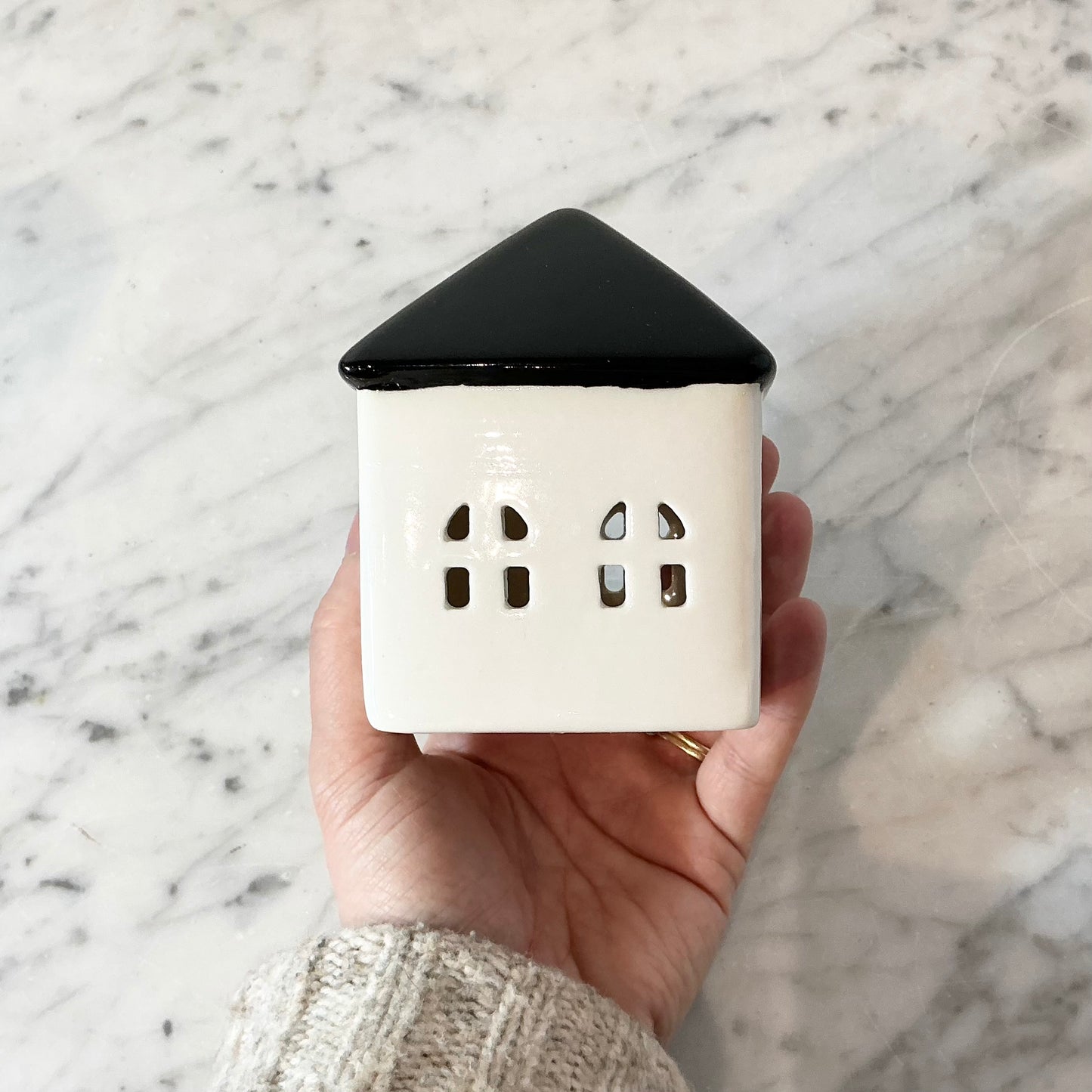 Vintage Black + White Ceramic House