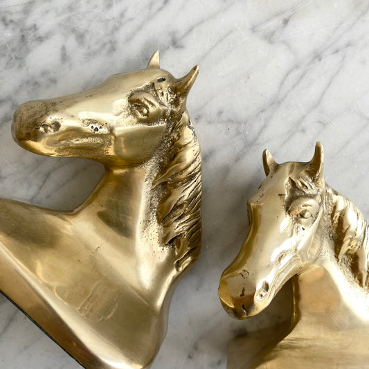 Vintage Brass Horse Bust Bookends