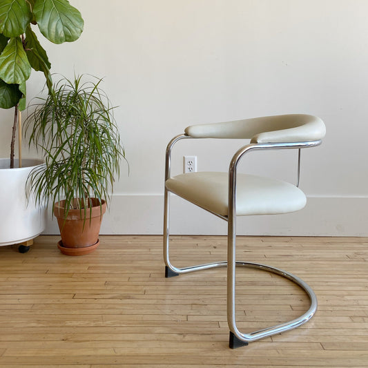 Vintage Mod Leather & Chrome Chair by Thonet