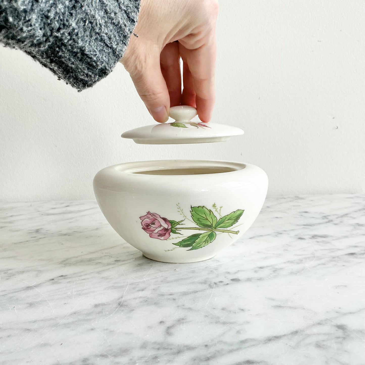 Vintage “Tea Rose” Sugar Bowl with Lid