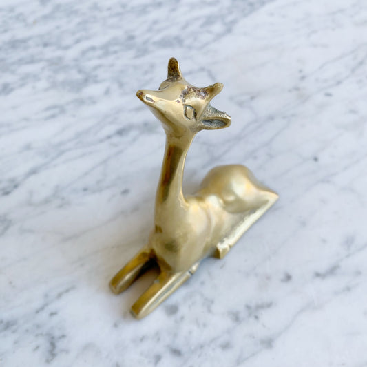 Vintage Sitting Brass Giraffe