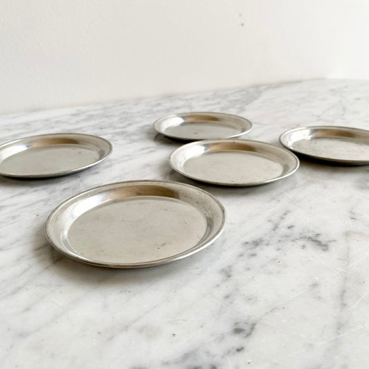 S/5 Vintage Pewter Coasters