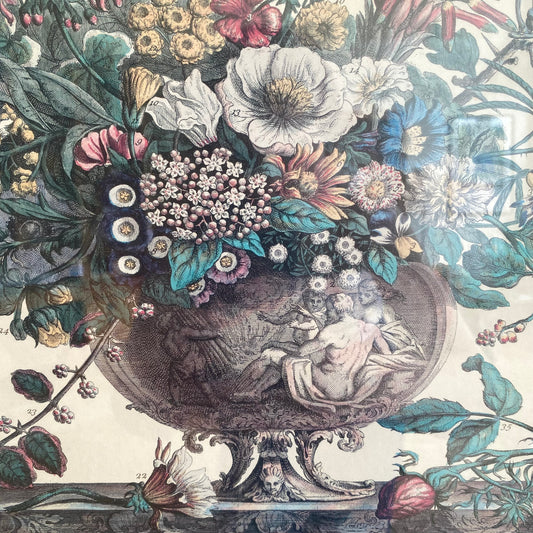 Vintage Framed “December” Flowers Print