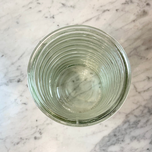 Vintage Recycled Glass Ribbed Vase, 7"