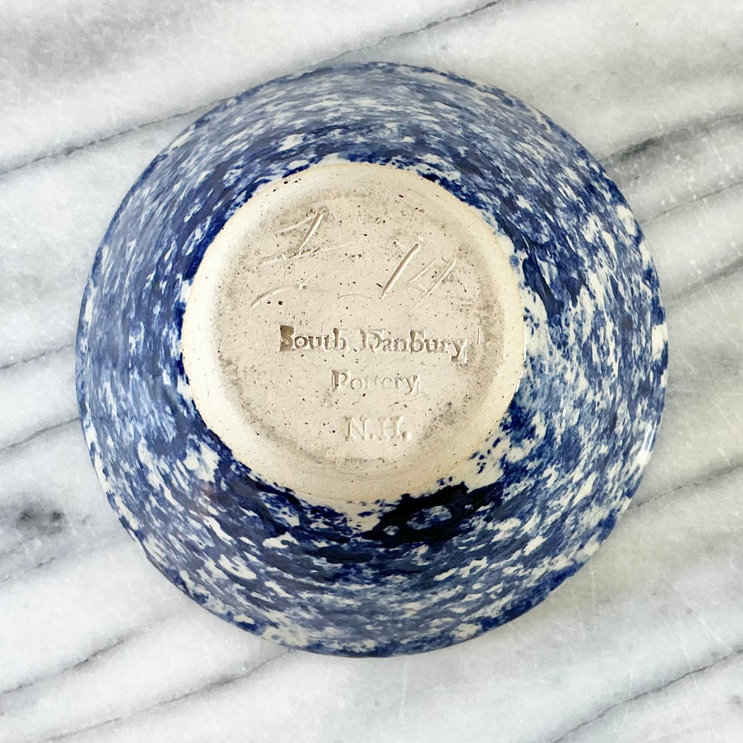 Vintage Blue Spongeware Bowl