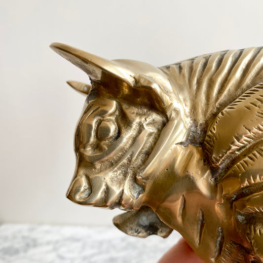 Large Vintage Brass Bull, 12"