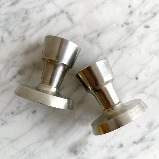 Pair of Vintage Mid-Century Pewter Candle Holders