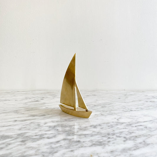 Small Vintage Brass Sailboat, 5.25” (NAUTICAL COLLECTION)