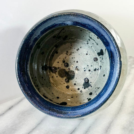 Vintage Blue + Gray Ceramic Pot
