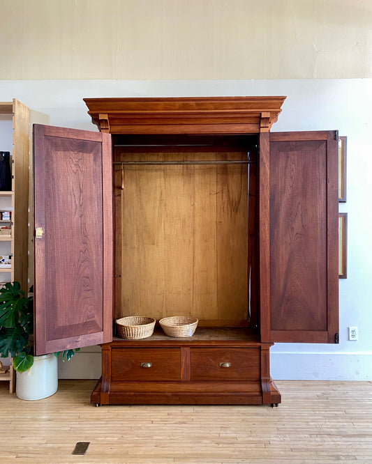 Restored XL Antique Walnut Wardrobe