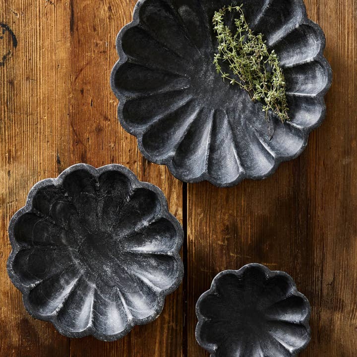 Small Handcrafted Natural Marble Bowl, 6”