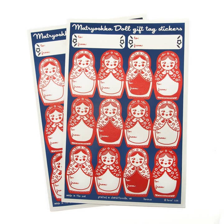 Matryoshka Doll Gift Tag Sticker Set