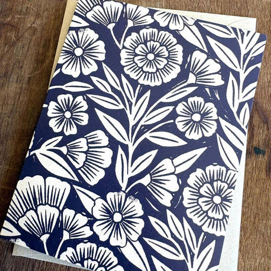 Navy Floral Greeting Card