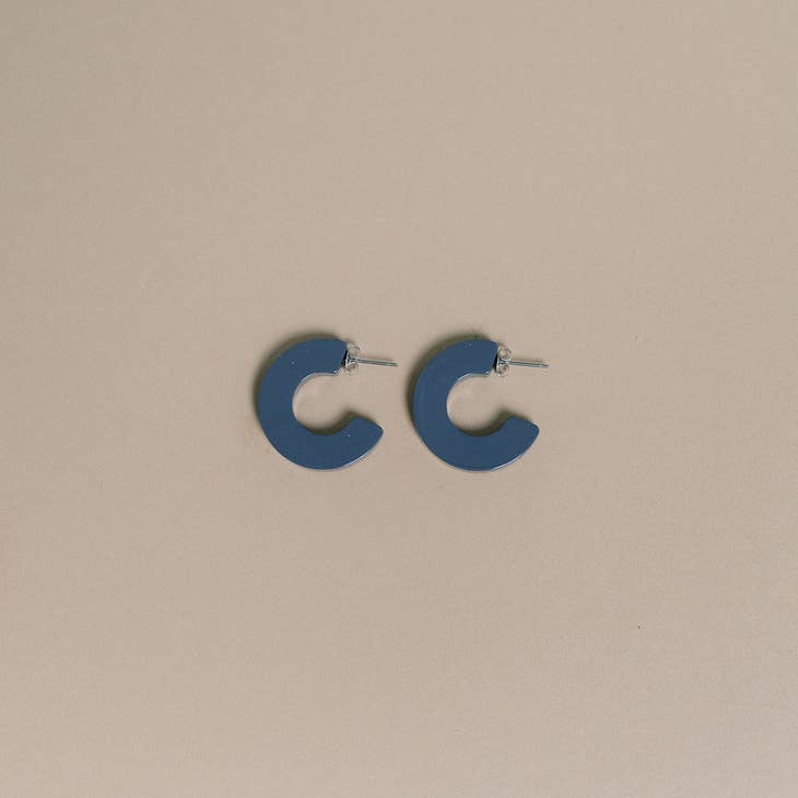 Ray Hoop Earrings, Denim