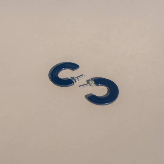 Ray Hoop Earrings, Navy