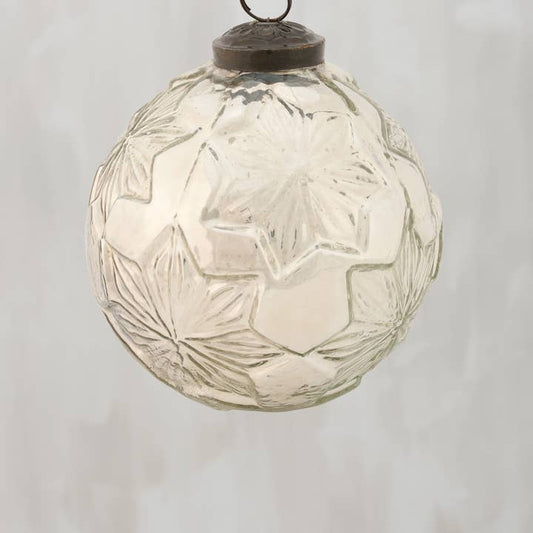 4" Silver Snowflake Glass Ornament