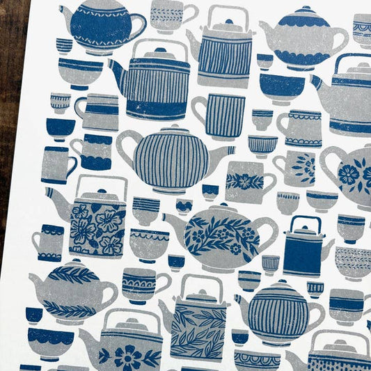 "Tea Set" Risograph Art Print (11 x 14)