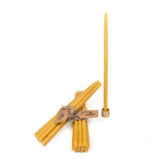 Hand-Dipped Thin Beeswax Tapers (10-pk)
