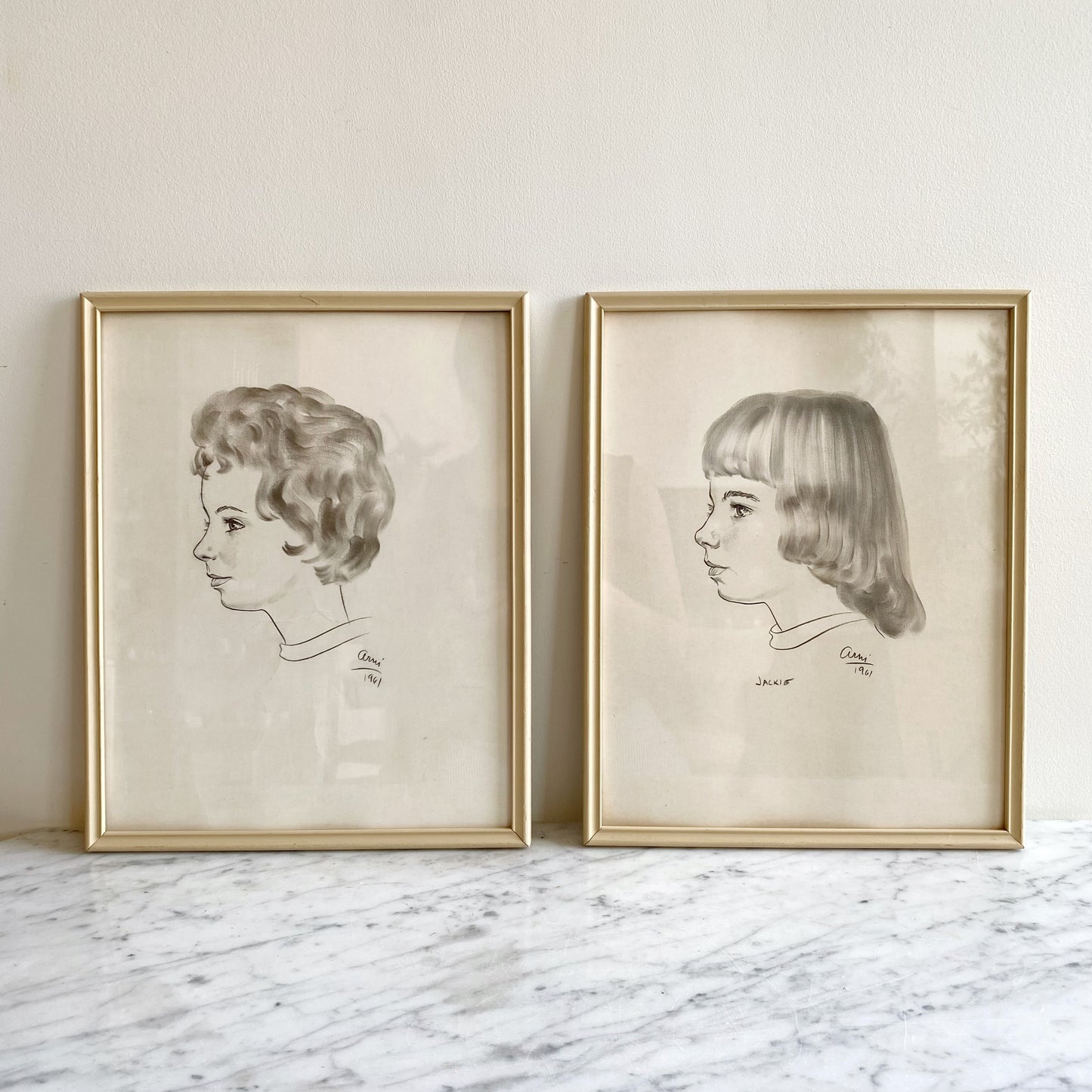 Vintage Original Portrait Drawing, 1961