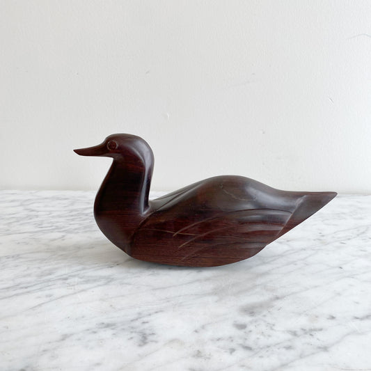 Vintage Carved Ironwood Duck Sculpture