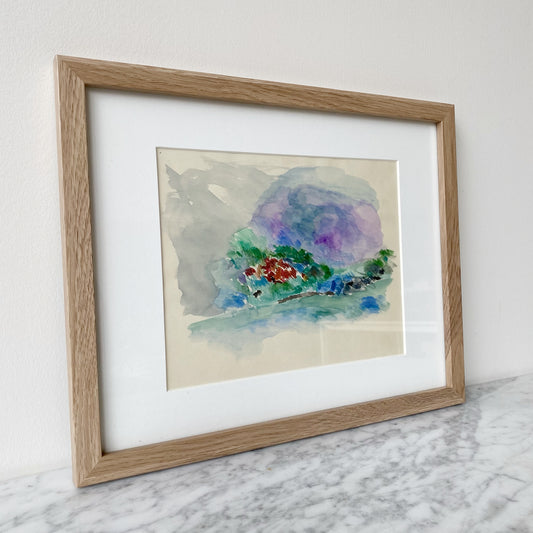 Vintage Original Watercolor Painting / Abstract Landscape