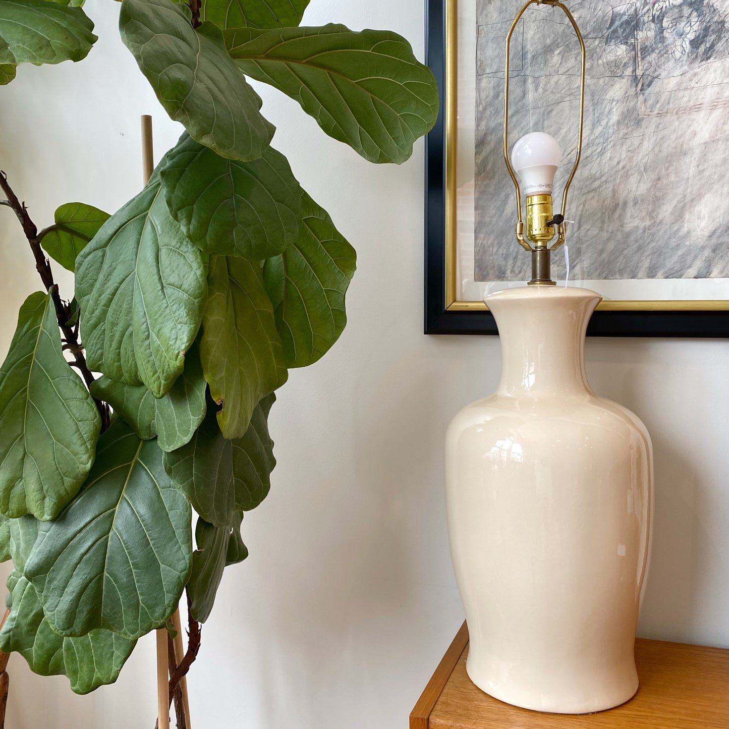 Vintage XL Ivory Ceramic Lamp