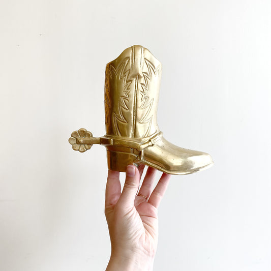 Vintage Brass Cowboy / Cowgirl Boot, 6.75"