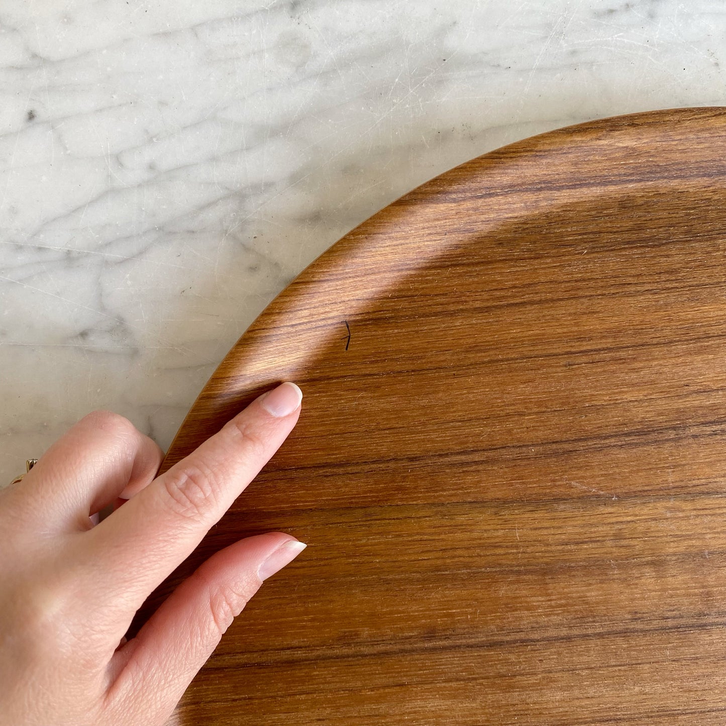 Vintage Round Teak Tray, 14"