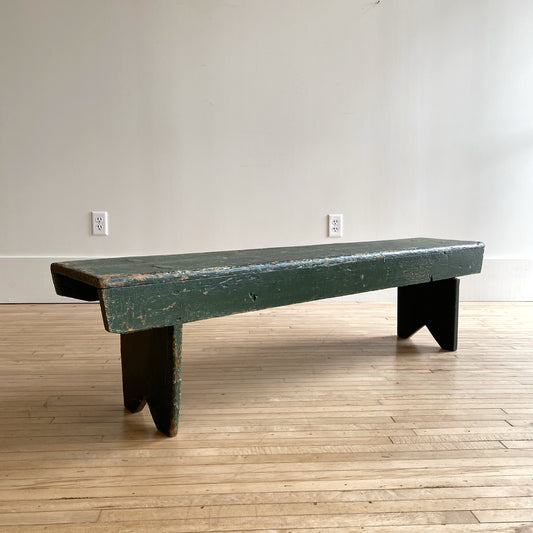 Vintage Primitive Green Bench, 5'