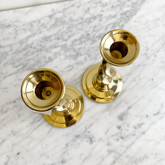Pair of Vintage Twisted Brass Candle Holders
