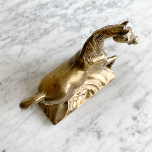 Vintage Golden Horse Statue / Bookend
