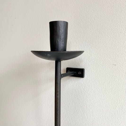 Found Slender Iron Wall Candle Sconce, Single