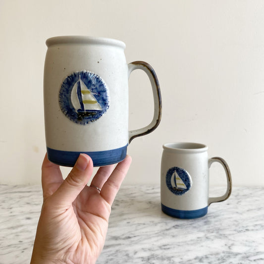 Pair of Matching Ceramic Sailboat Mugs