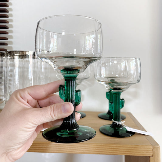 S/4 Found Cactus Margarita Glasses