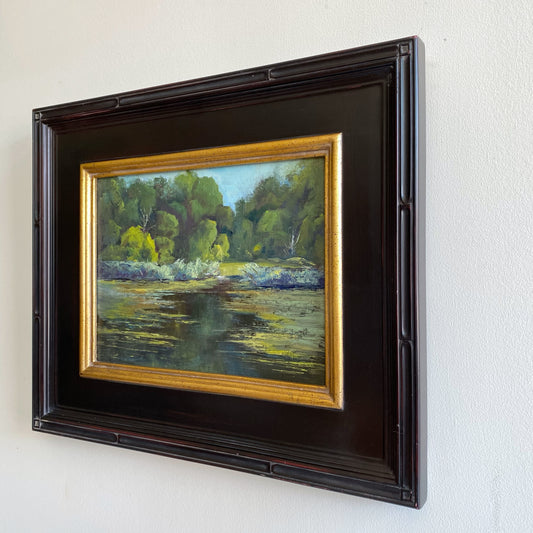 Framed Original Lakescape Oil Painting (15.5” x 18.5”)
