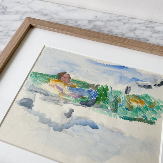 Vintage Original Watercolor Painting / Abstract Landscape