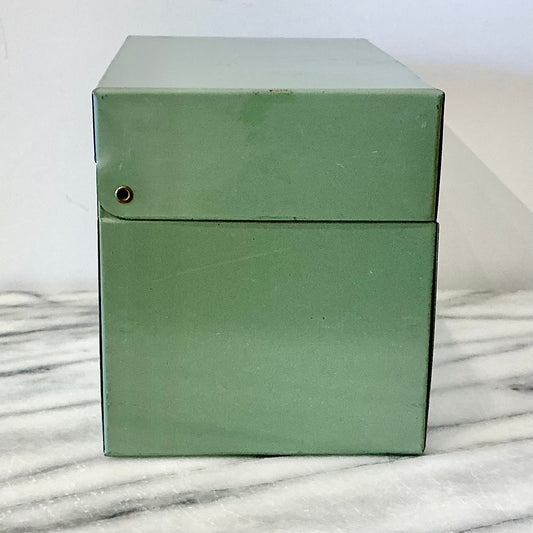 Vintage Green Metal Recipe Box