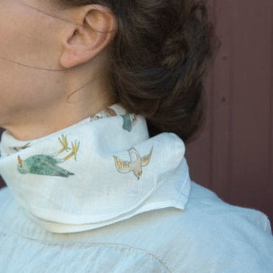 Isabelle Boinot Linen Handkerchief: Birds