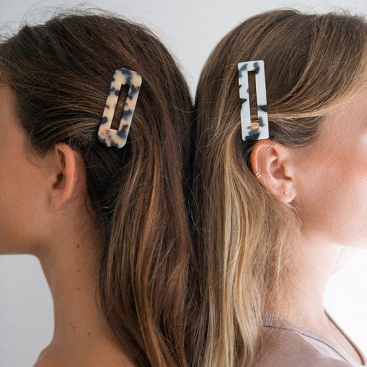 Pair of Hair Clips, Tortoise B+W