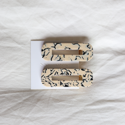 Tortoise Hair Clip Duo, Marble