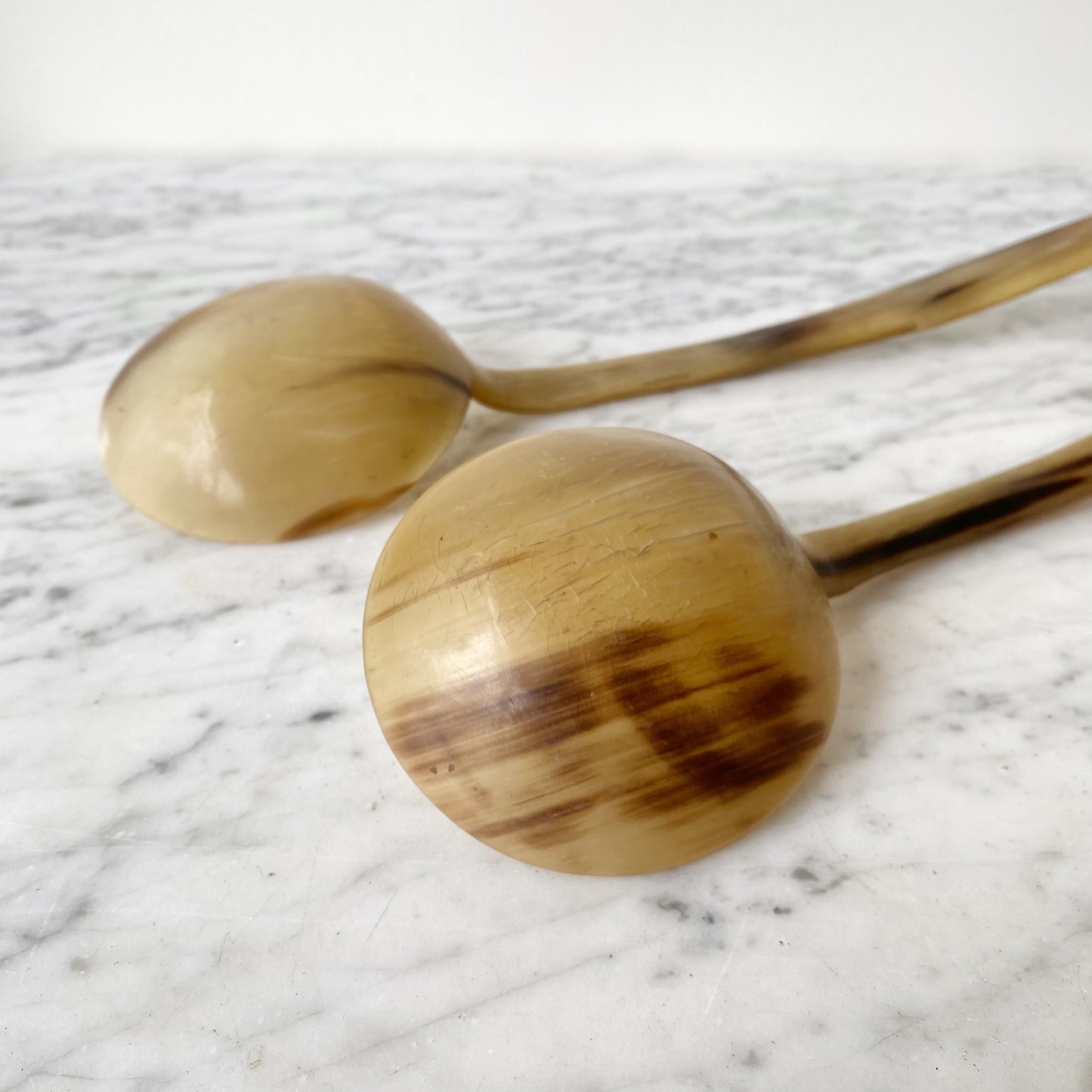 Single XL Vintage Horn Serving Spoon / Ladle