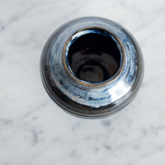 Handcrafted Stoneware Vase, Midnight Blue