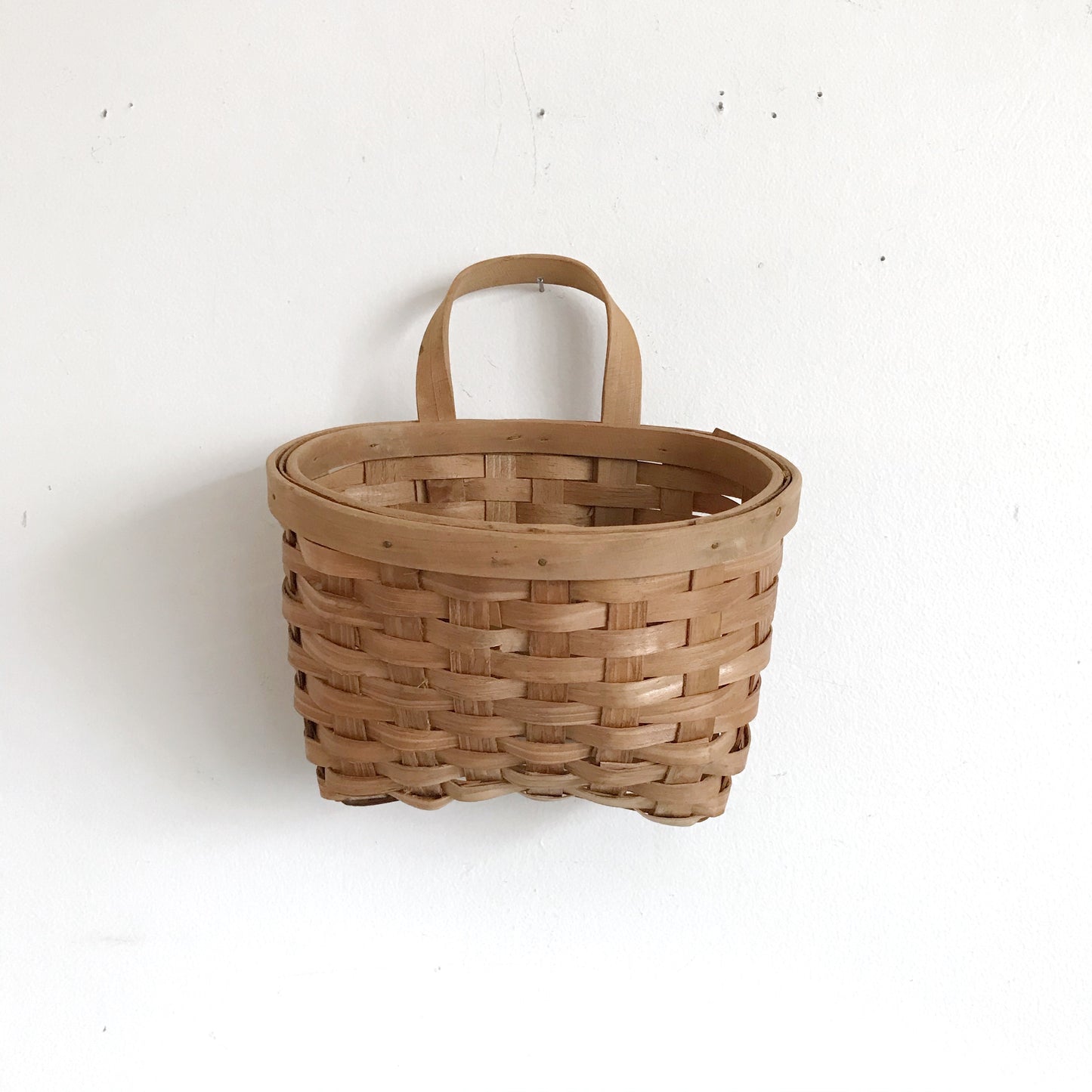 Small Vintage Woven Bentwood Wall Basket