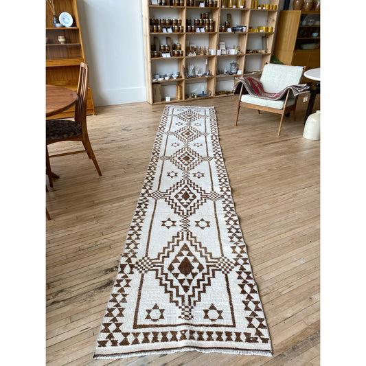 Vintage Neutral Herki Runner Rug (2.6 x 13.4)