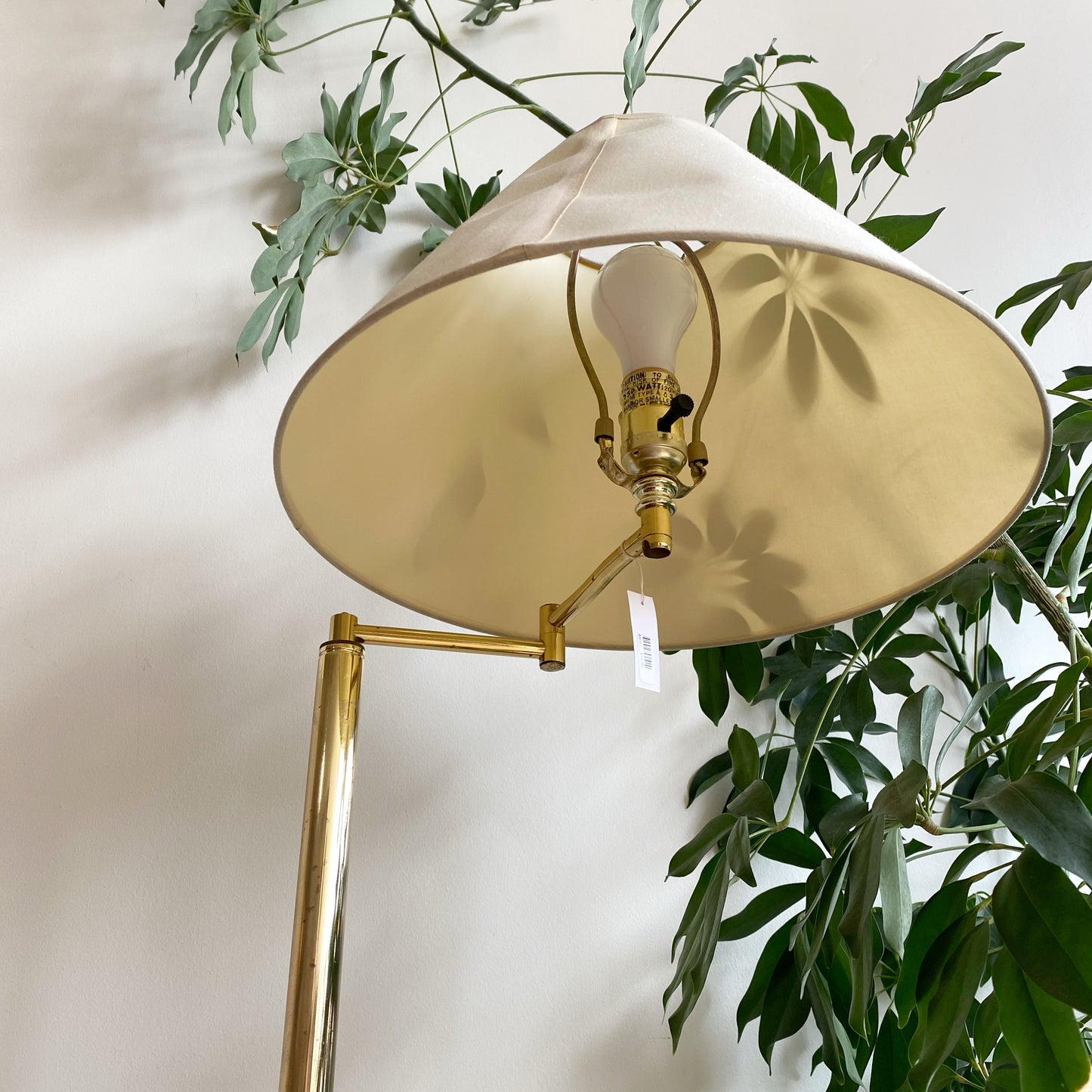 Vintage Brass Floor Lamp with Shade