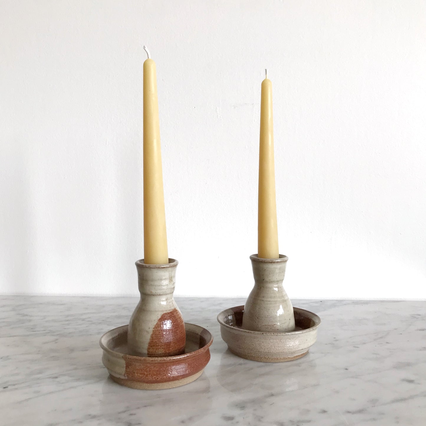 Pair of Vintage Stoneware Pottery Holders